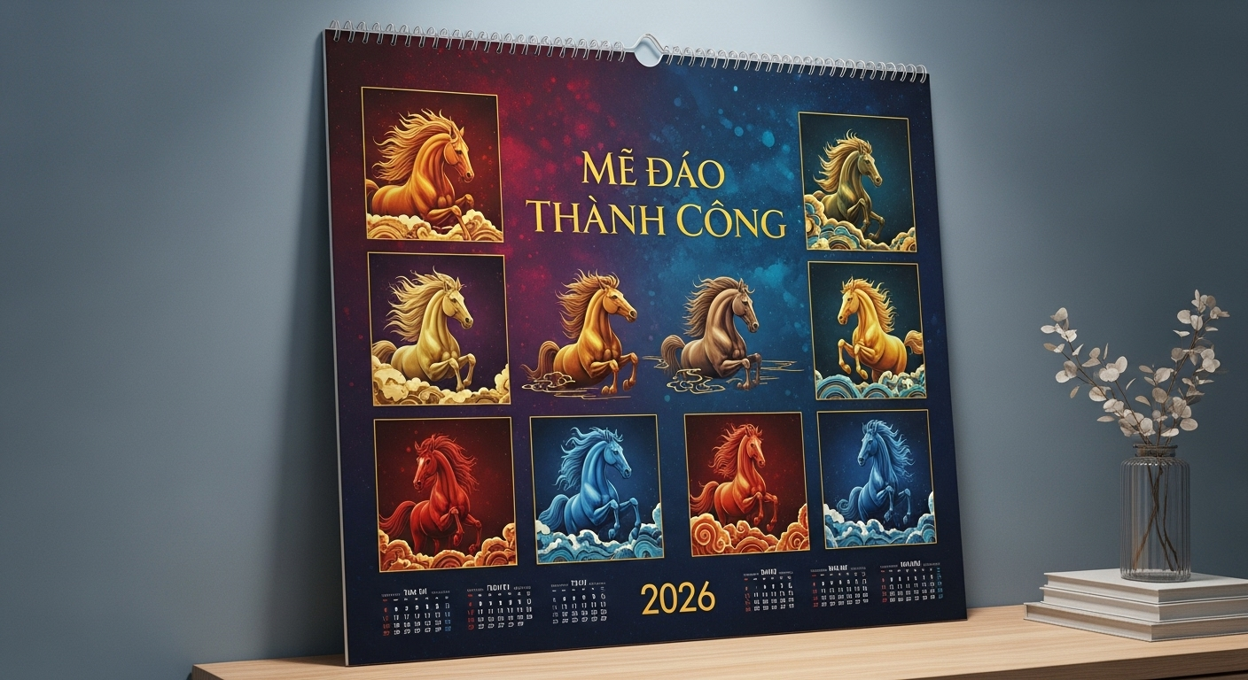 Top 9 Mẫu Mã Đáo Thành Công - Lịch Treo Tường Laminate Tráng Gương 2026 Đẹp & Được Ưa Chuộng