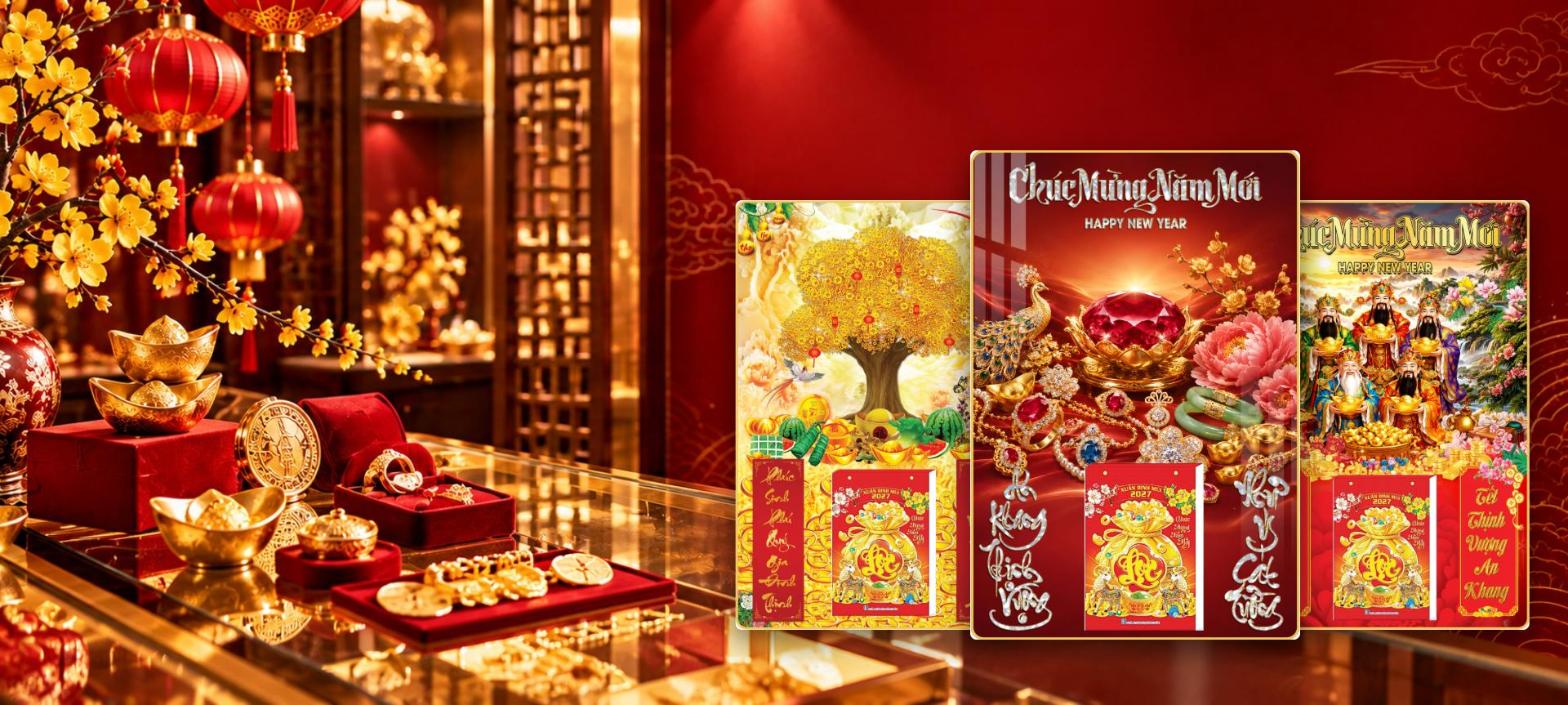 Mẫu Lịch Tết 2027 Theo Ng&agrave;nh: Tiệm V&agrave;ng, Cửa H&agrave;ng, Văn Ph&ograve;ng