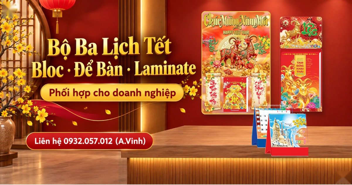 Bộ Ba Lịch Tết 2027 Cho Doanh Nghiệp: Bloc, Để B&agrave;n, Laminate