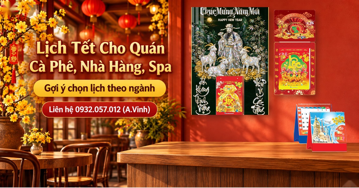 Lịch Tết Cho Qu&aacute;n C&agrave; Ph&ecirc;, Nh&agrave; H&agrave;ng, Spa: Treo Quầy, Tặng Kh&aacute;ch
