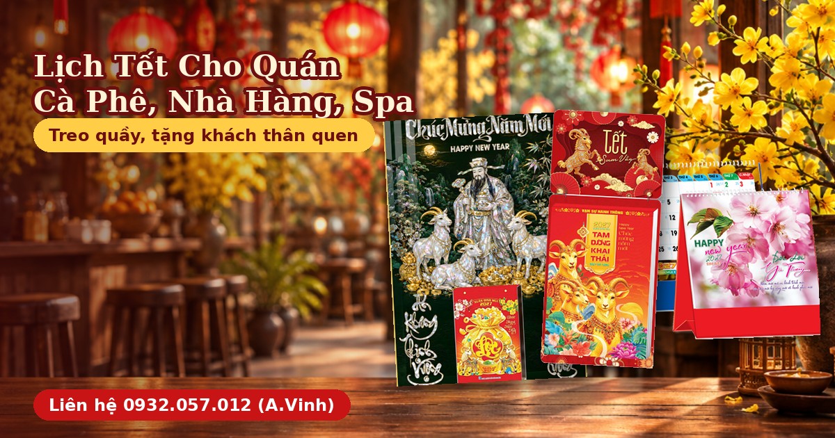Lịch Tết Cho Qu&aacute;n C&agrave; Ph&ecirc;, Nh&agrave; H&agrave;ng, Spa: Treo Quầy, Tặng Kh&aacute;ch