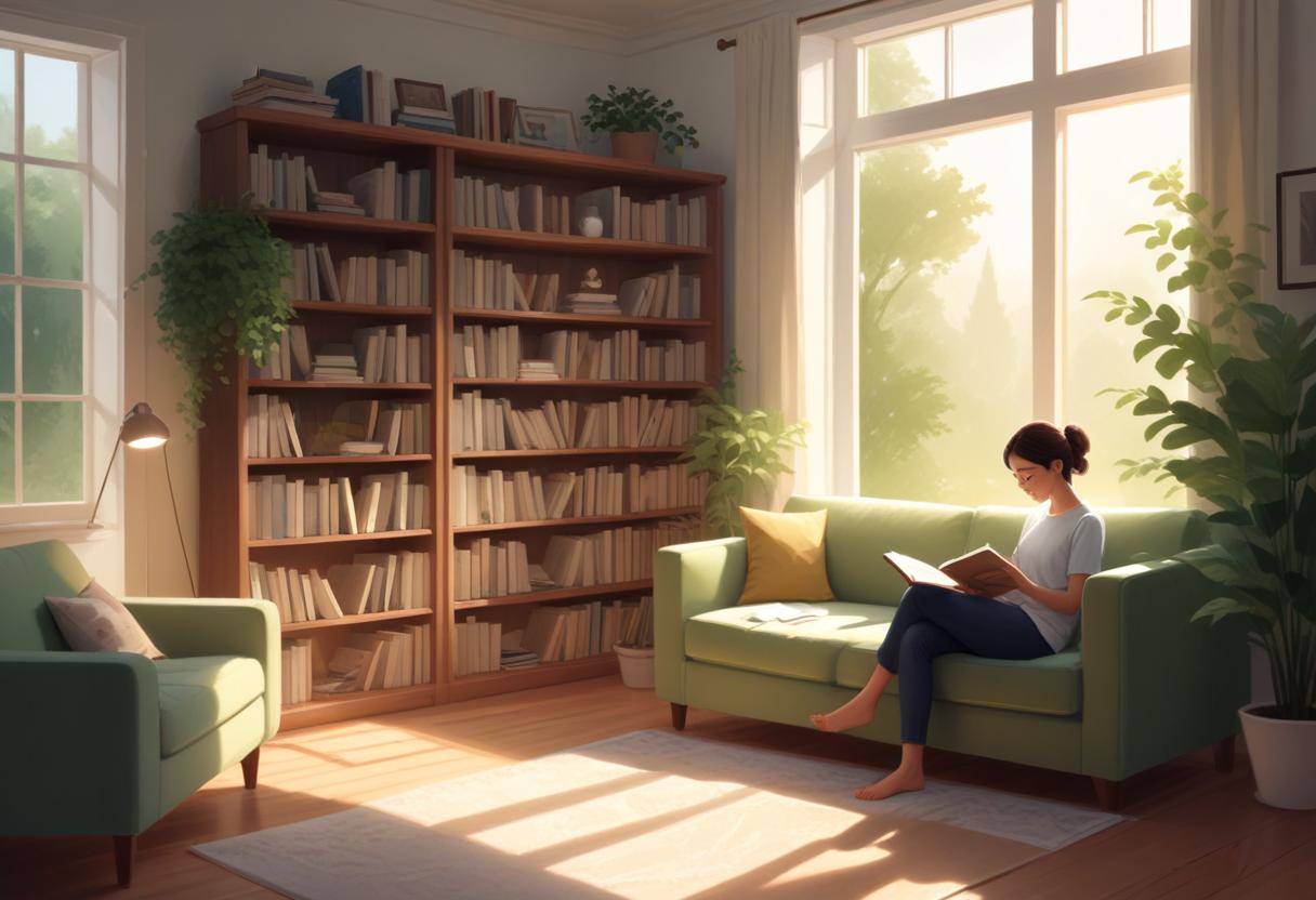 Người đọc sách trong không gian yên tĩnh, giúp tăng cường kiến thức và cảm xúc
