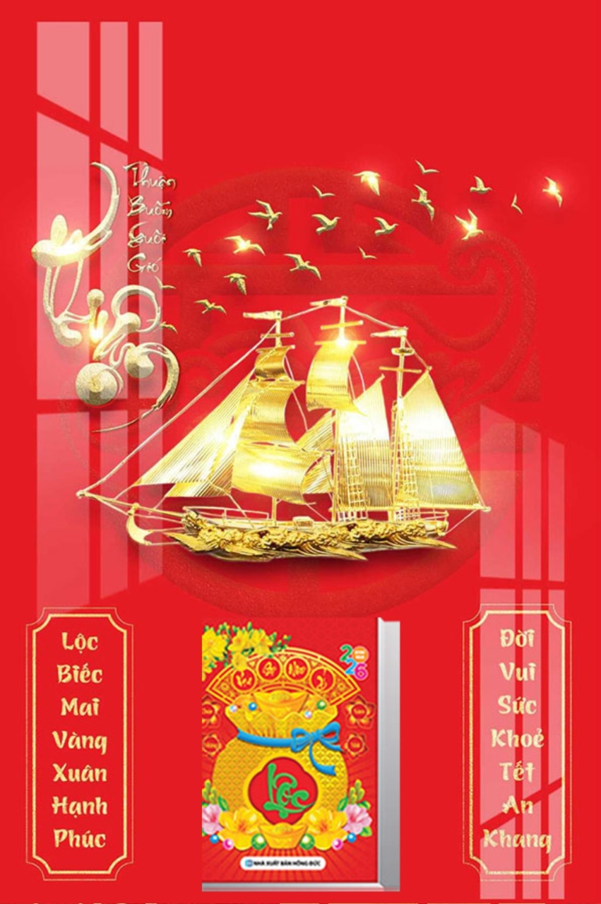 Lịch Gỗ Treo Tường Tráng Gương Laminate Cao Cấp 2026 - Thuận Buồm Xuôi Gió