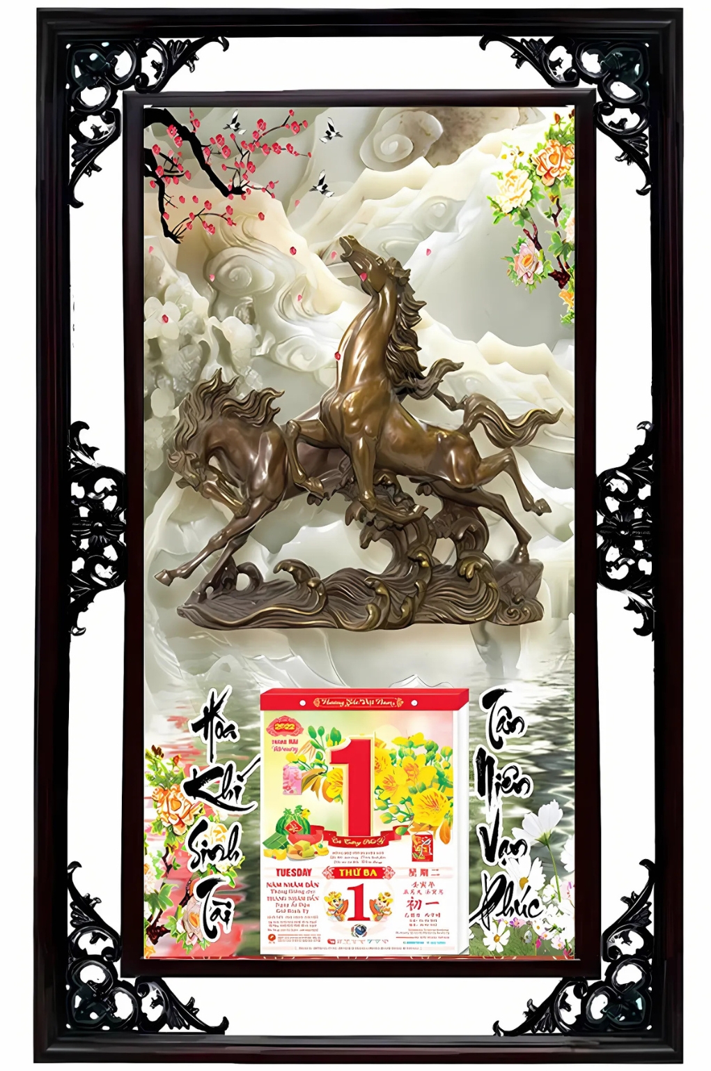 Lịch Cao Cấp 2026 Mã Đáo Thành Công 02 Khung Đôi (50x82 Cm)