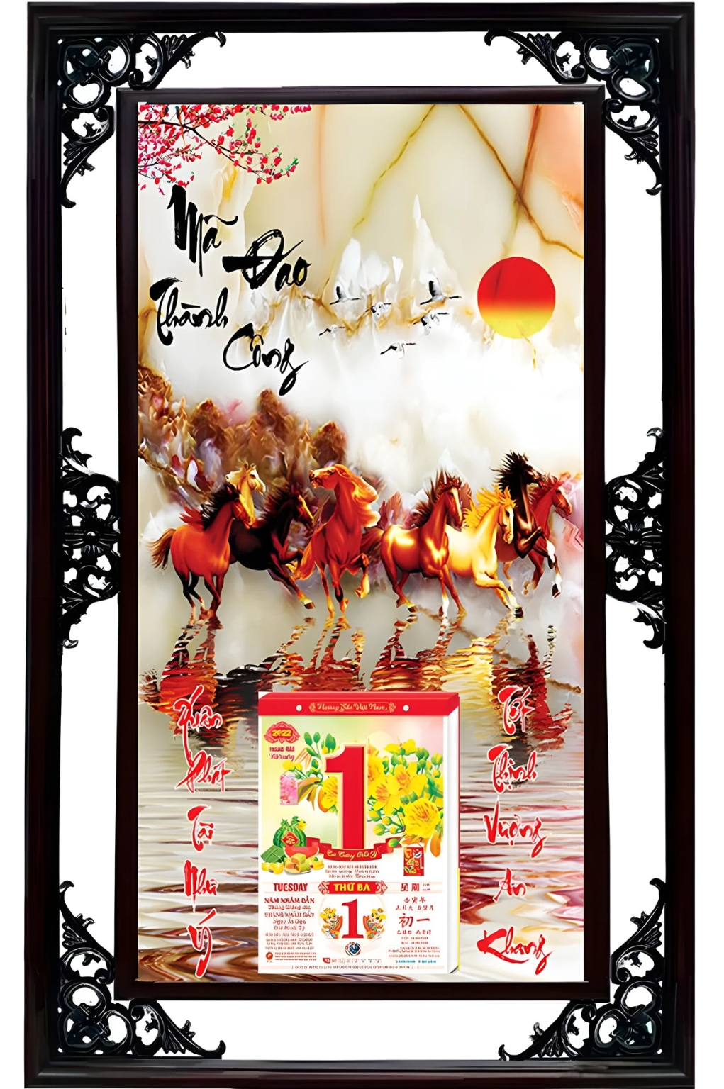 Lịch Cao Cấp 2026 Mã Đáo Thành Công 03 Khung Đôi (50x82 Cm)