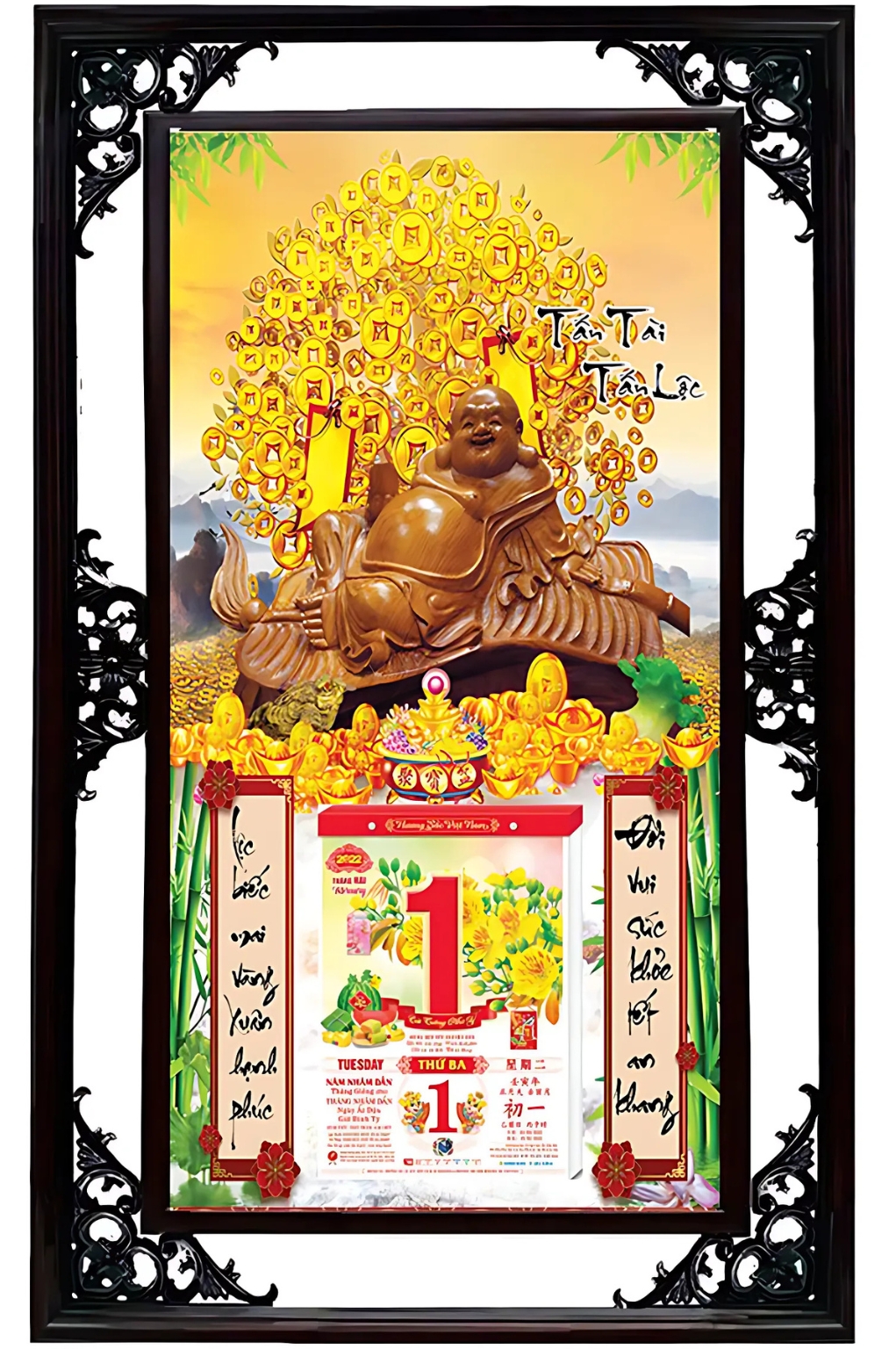 Lịch Cao Cấp 2026 Tấn Tài Tấn Lộc Khung Đôi (50x82 Cm)