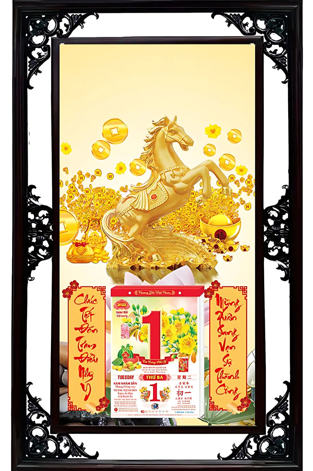  Lịch Cao Cấp 2026 Mã Đáo Thành Công 04 Khung Đôi (50x82 Cm)