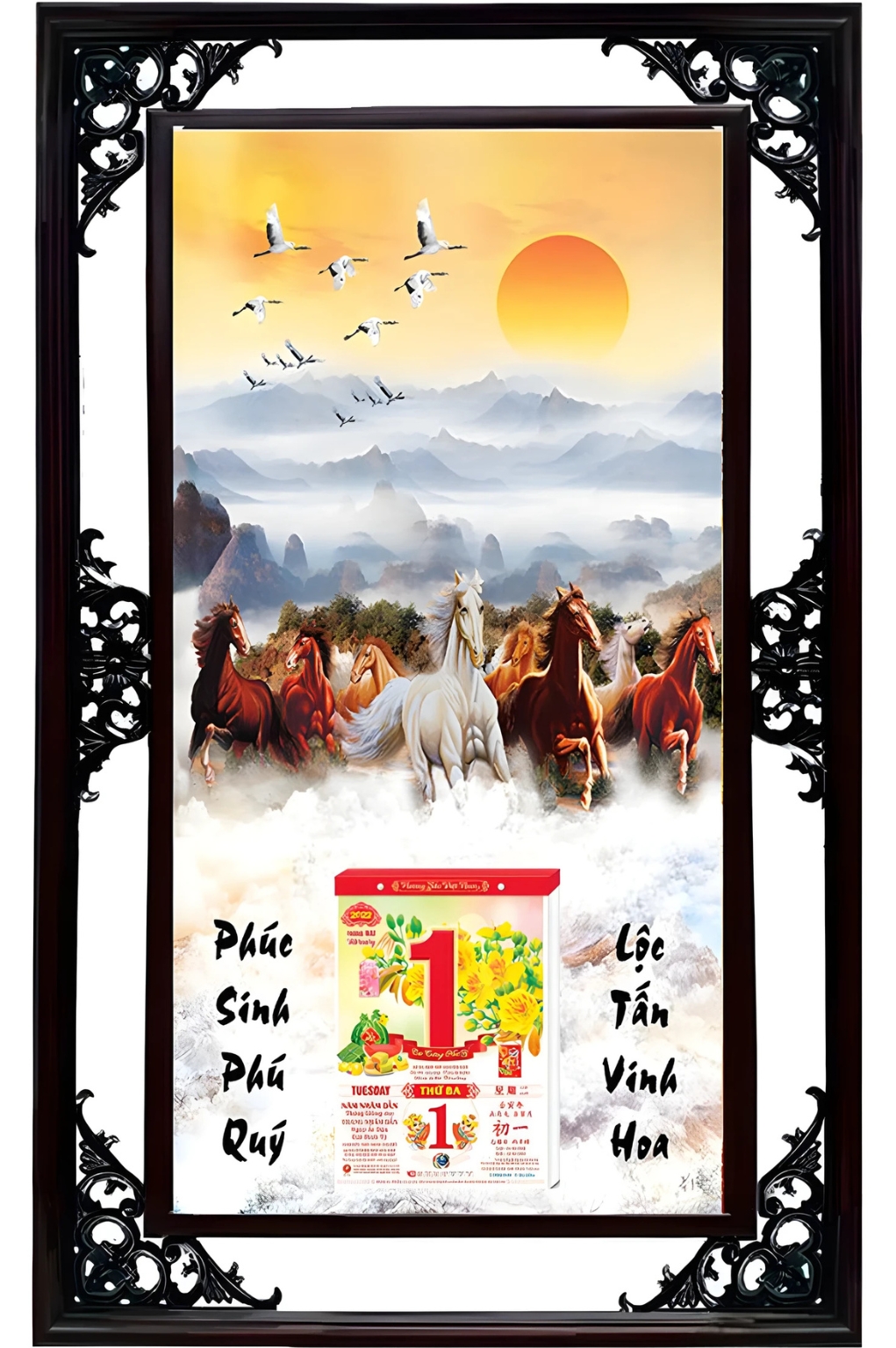  Lịch Cao Cấp 2026 Mã Đáo Thành Công 05 Khung Đôi (50x82 Cm)