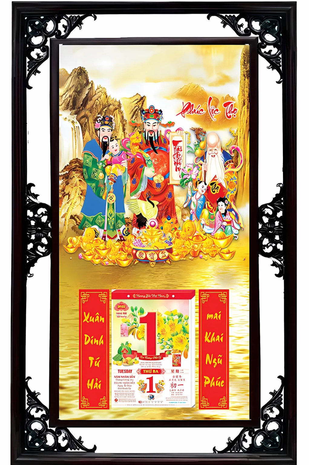 Lịch Cao Cấp 2026 Phúc Lộc Thọ 01 Khung Đôi (50x82 Cm)