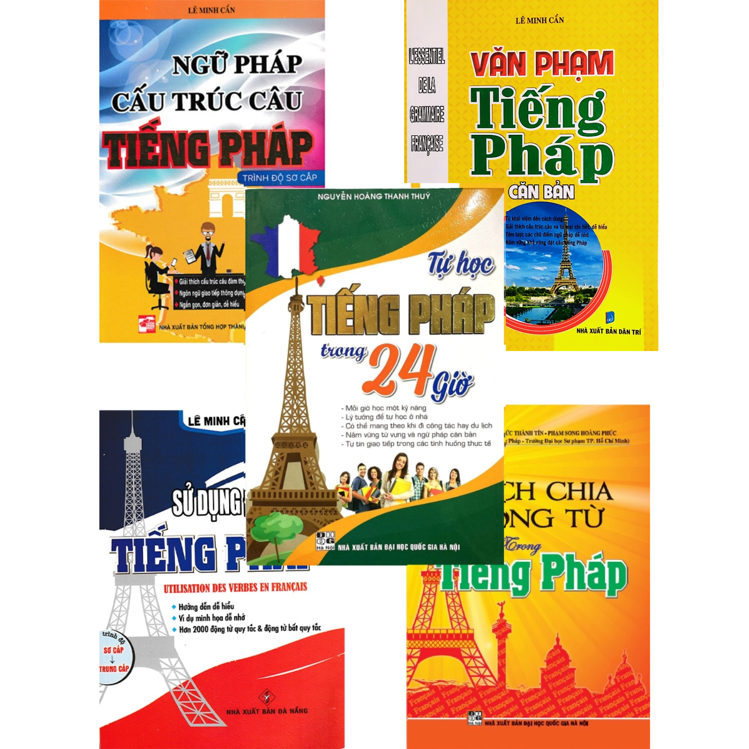 Combo Sách Học Tiếng Pháp Cho Người Mới Bắt Đầu + Tự Học Tiếng Pháp Trong 24 Giờ (Bộ 5 Cuốn)