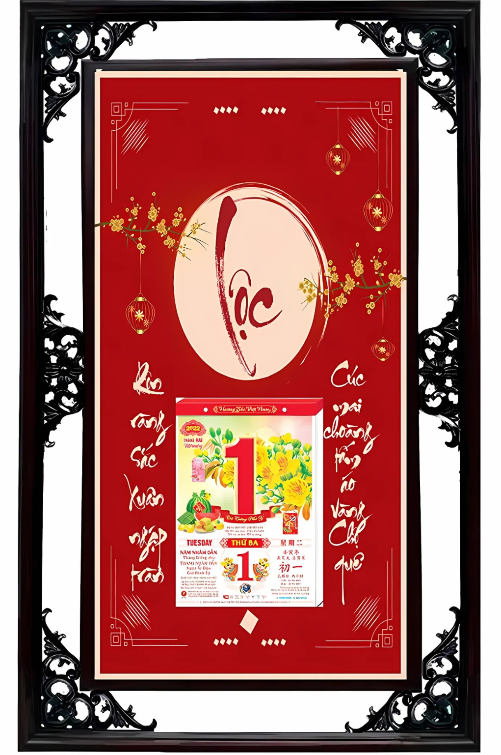 Lịch Gỗ Cao Cấp 2026 Chữ Lộc Khung Đôi (50x82 Cm)