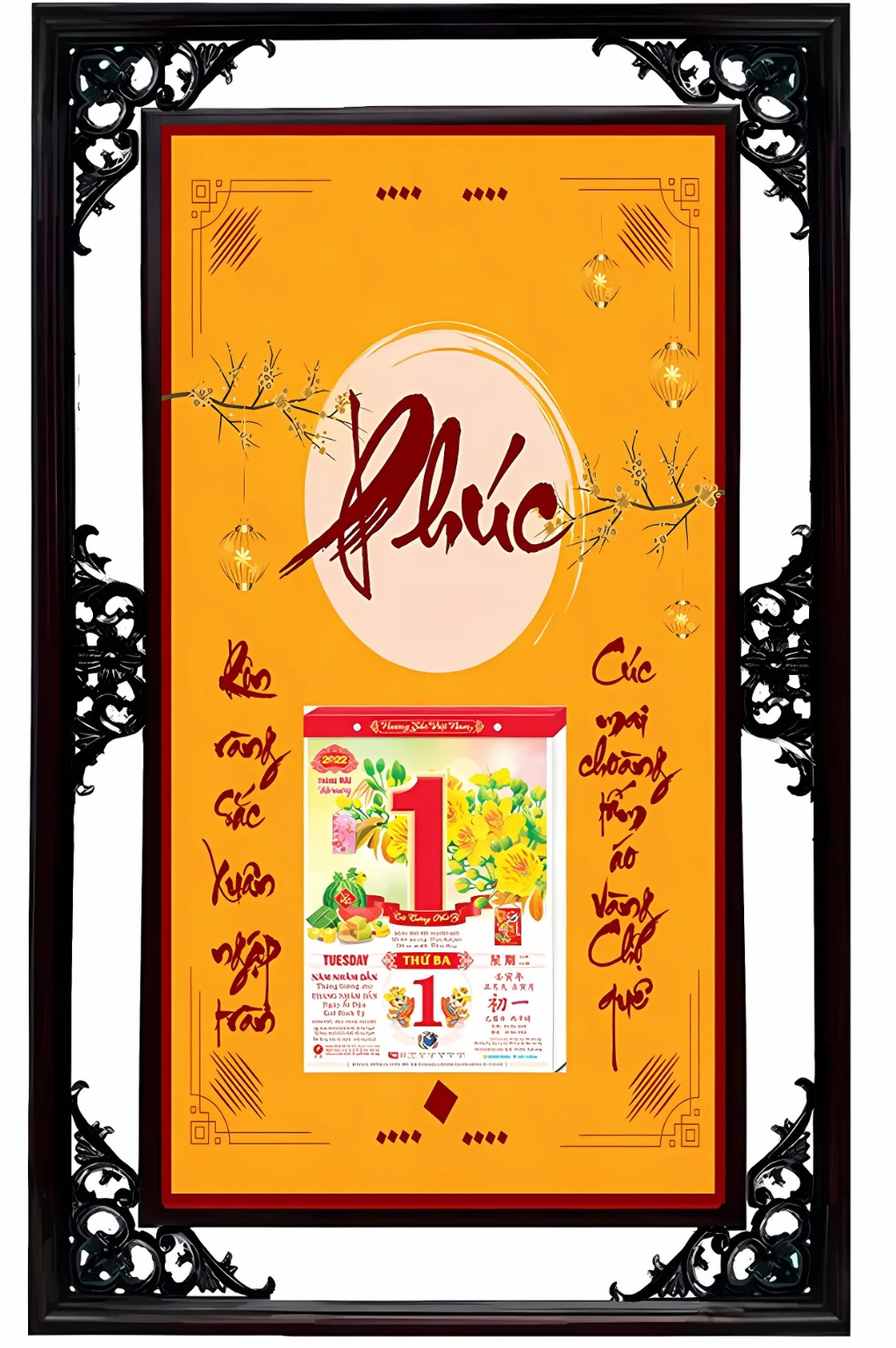  Lịch Gỗ Cao Cấp 2026 Chữ Phúc Khung Đôi (50x82 Cm)