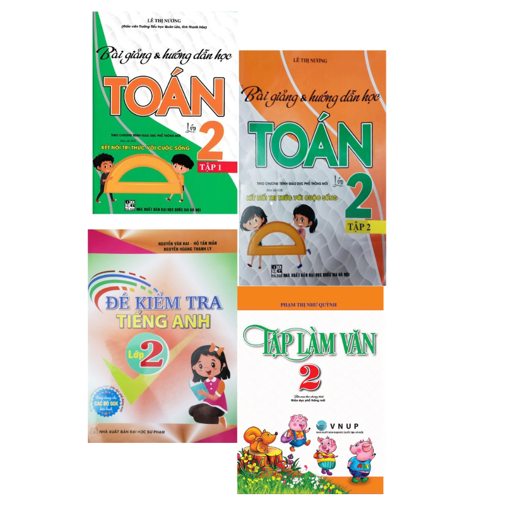 Combo B&agrave;i Giảng V&agrave; Hướng Dẫn Học To&aacute;n - Tập L&agrave;m Văn - Đề Kiểm Tra Tiếng Anh Lớp 2 (B&aacute;m S&aacute;t SGK Kết Nối Tri Thức Với Cuộc Sống) (Bộ 4 Cuốn)