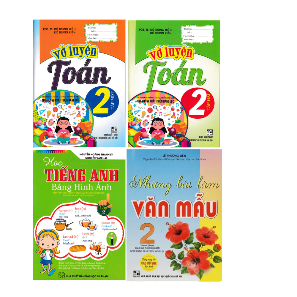Combo Vở Luyện To&aacute;n - Học Tiếng Anh Bằng H&igrave;nh Ảnh - Những B&agrave;i L&agrave;m Văn Mẫu Lớp 2 (Theo Chương Tr&igrave;nh Gi&aacute;o Dục Phổ Th&ocirc;ng Mới Định Hướng Ph&aacute;t Triển Năng Lực)