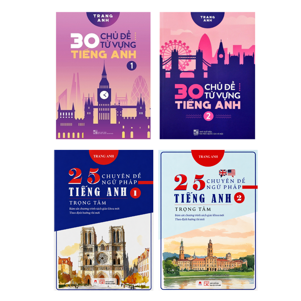 Combo Tự Trau Dồi Tiếng Anh Th&agrave;nh Thạo Như Người Bản Xứ: 30 Chủ Đề Từ Vựng Tiếng Anh + 25 Chuy&ecirc;n Đề Ngữ Ph&aacute;p Tiếng Anh Trọng T&acirc;m (Bộ 4 Cuốn)