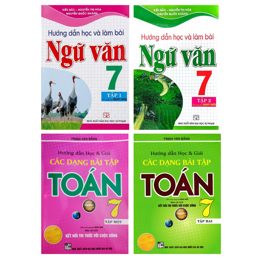 Combo Hướng Dẫn Học & Giải C&aacute;c Dạng B&agrave;i Tập To&aacute;n 7 + Hướng Dẫn Học V&agrave; L&agrave;m B&agrave;i Ngữ Văn 7 (B&aacute;m S&aacute;t SGK Kết Nối) (Bộ 4 Cuốn)