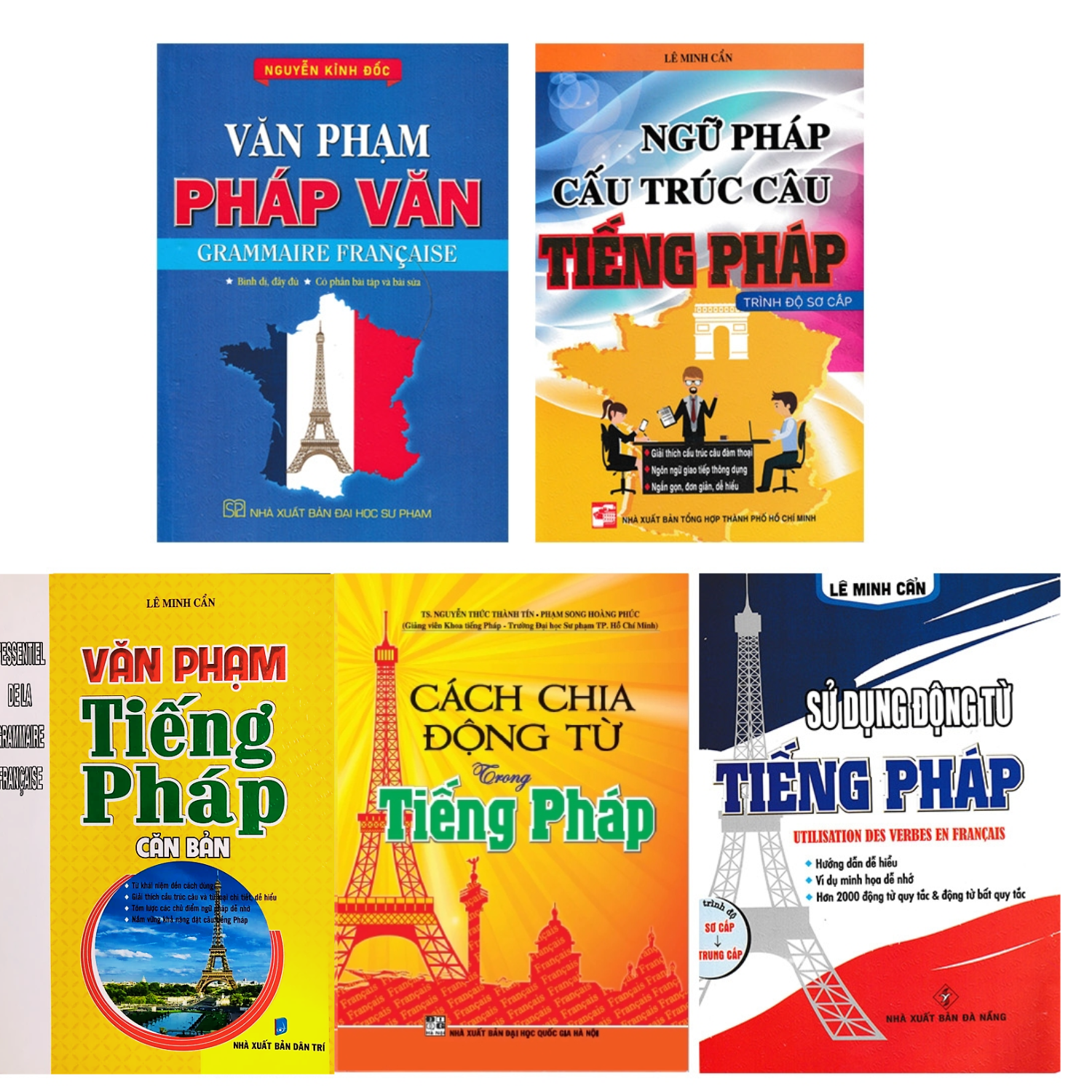 Combo Sách Học Tiếng Pháp Cho Người Mới Bắt Đầu + Văn Phạm Pháp Văn (Bộ 5 Cuốn)