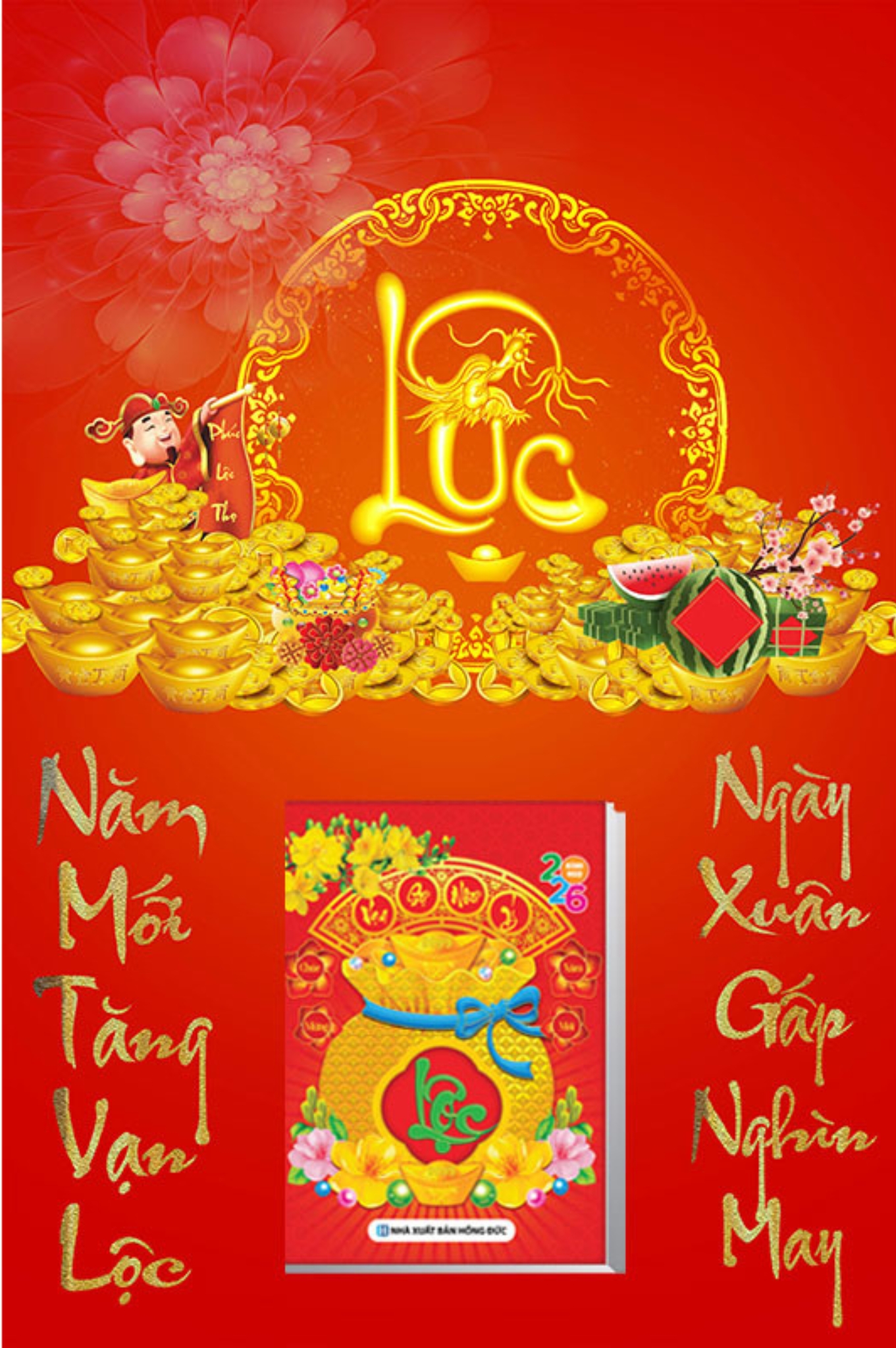 Lịch Gỗ Tết 2026 Tráng Gương Treo Tường Laminate - Chữ Lộc (40 x 60 cm) - NS38