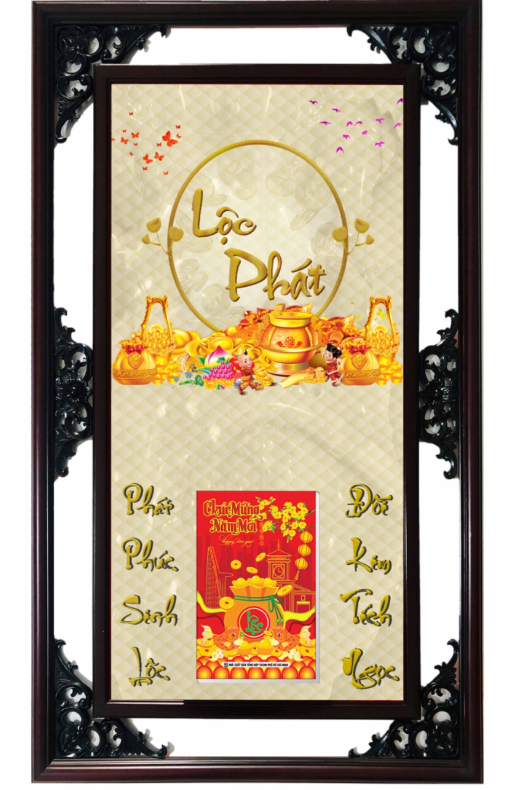 Lịch Gỗ Cao Cấp 2026 Chữ Lộc Phát Khung Đôi (52 x 82 cm) - NS19