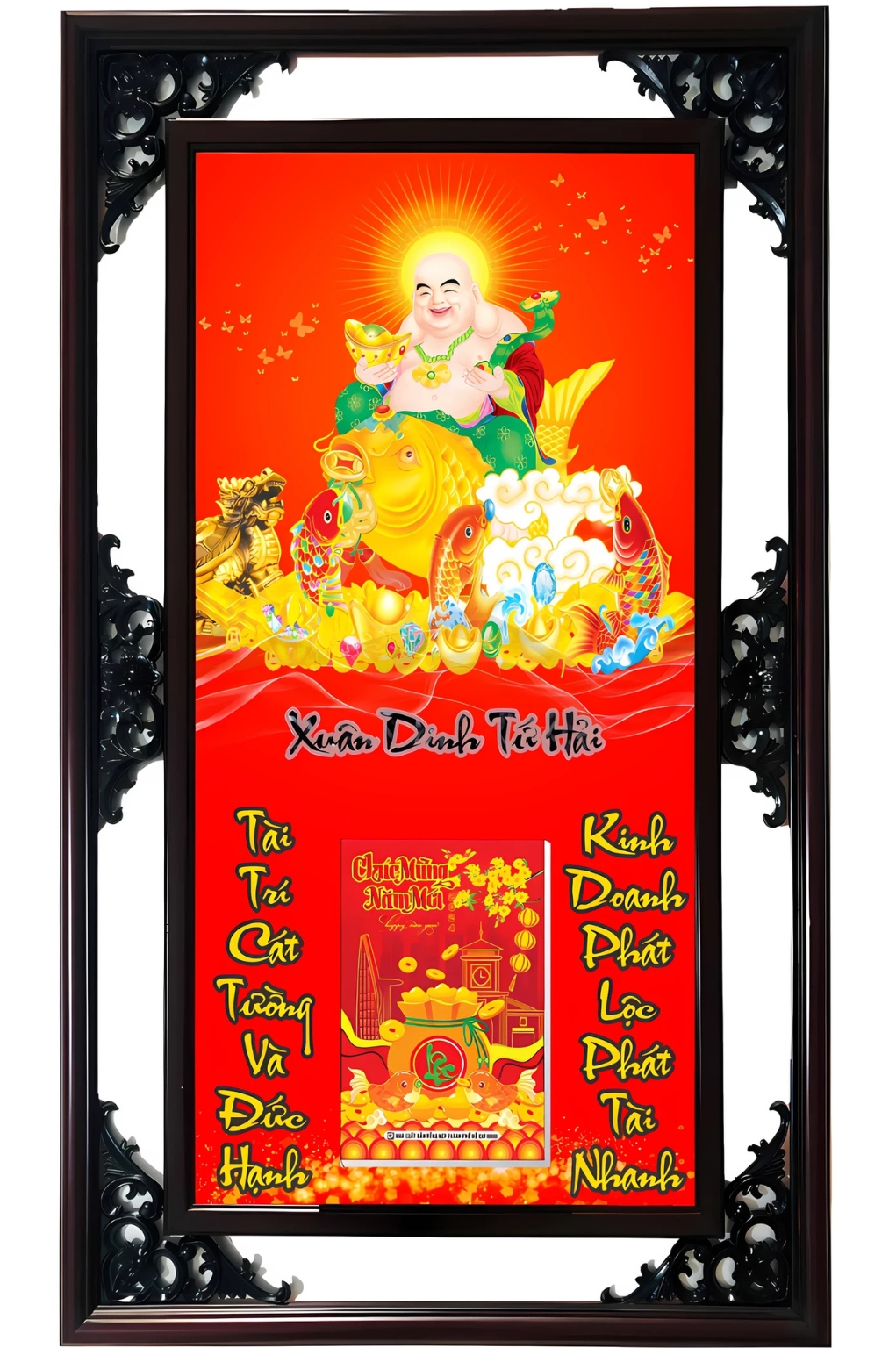 Lịch Gỗ Cao Cấp 2026 Xuân Dinh Tứ Hải Khung Đôi (52 x 82 cm) - NS01