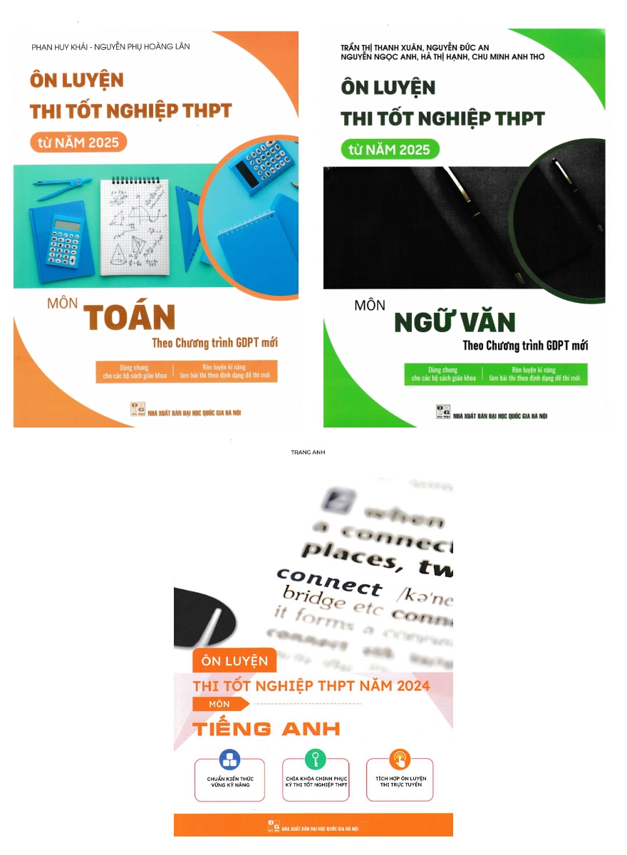 Combo Ôn Luyện Thi Tốt Nghiệp THPT Môn Toán + Ngữ Văn + Tiếng Anh 2025 (Bộ 3 Cuốn)