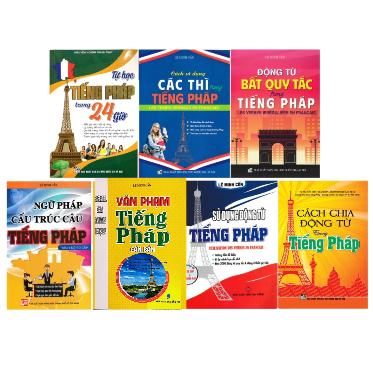 Combo Sách Học Tiếng Pháp Cho Người Mới Bắt Đầu + Tự Học Tiếng Pháp Trong 24 Giờ + Cách Sử Dụng Các Thì Trong Tiếng Pháp + Động Từ Bất Quy Tắc Trong Tiếng Pháp (Bộ 7 Cuốn)