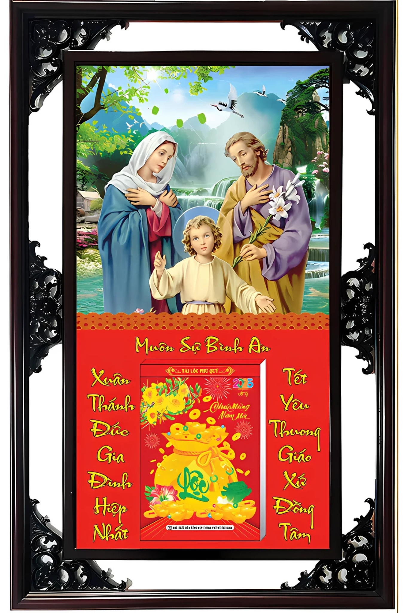 Lịch Gỗ Cao Cấp 2026 Công Giáo Khung Đôi (52 x 82 cm) - NS06