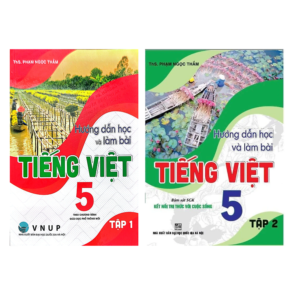 Combo Hướng Dẫn Học V&agrave; L&agrave;m B&agrave;i Tiếng Việt 5 - Tập 1 + Tập 2 (B&aacute;m S&aacute;t SGK Kết Nối Tri Thức Với Cuộc Sống) (Bộ 2 Cuốn)