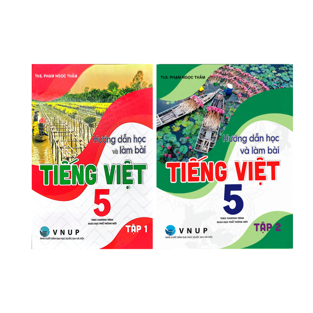 Combo Hướng Dẫn Học V&agrave; L&agrave;m B&agrave;i Tiếng Việt 5 - Tập 1 + Tập 2 (B&aacute;m S&aacute;t SGK Kết Nối Tri Thức Với Cuộc Sống) (Bộ 2 Cuốn)