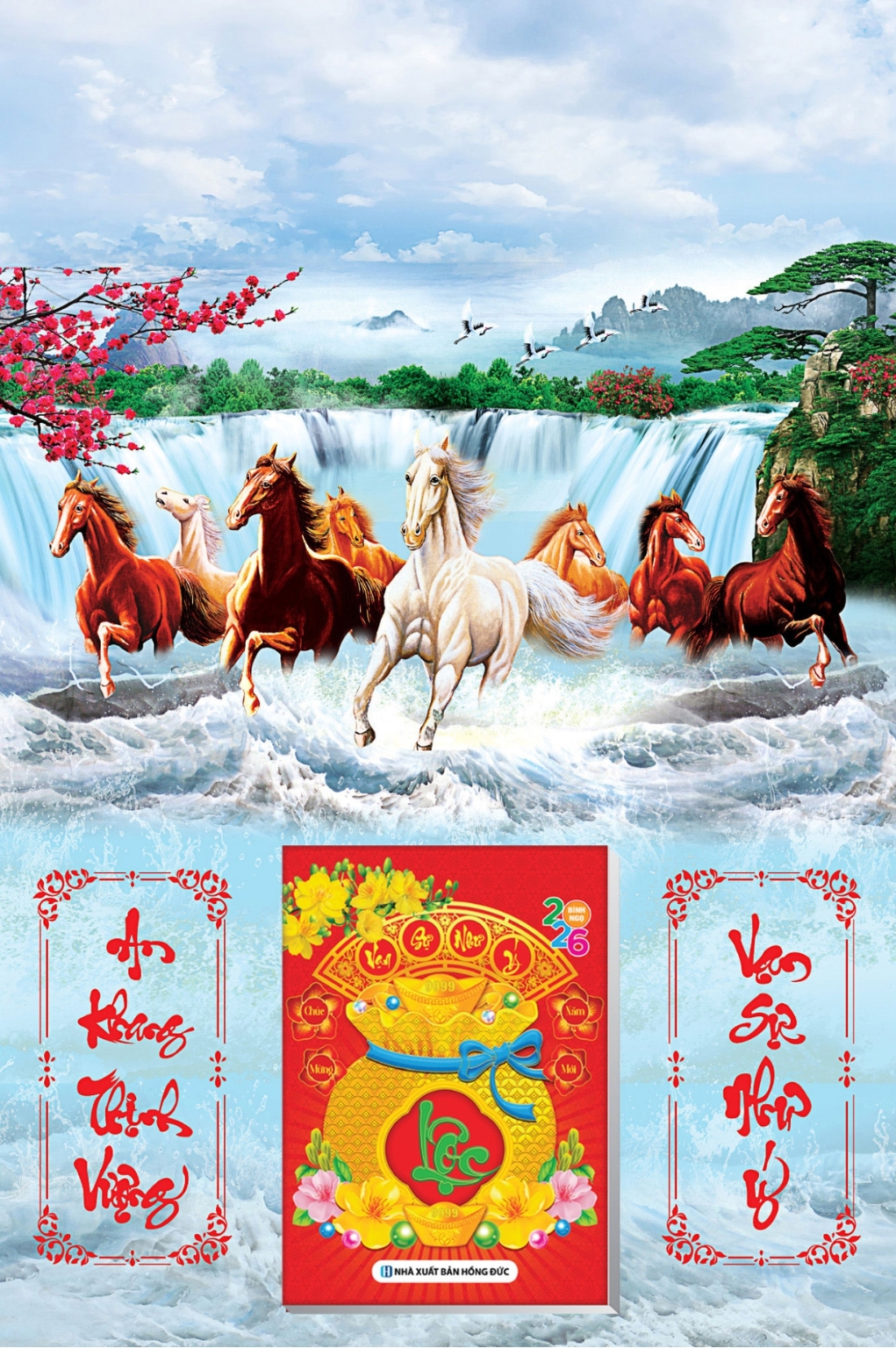 2 Mẫu Mã Đáo Thành Công - Lịch Treo Tường Laminate Tráng Gương 2026 (40x60 cm)