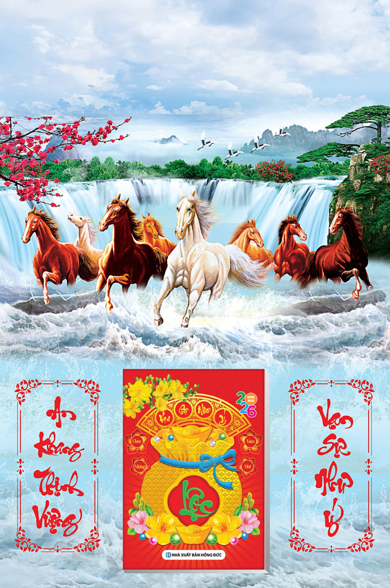 2 Mẫu Mã Đáo Thành Công - Lịch Treo Tường Laminate Tráng Gương 2026 (40x60 cm)
