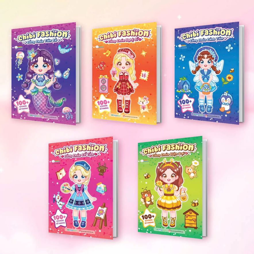 Combo 5 Cuốn Chibi Fashion (500+ Stickers Dễ Thương) - Sách Bóc Dán Sticker Cho Bé Gái