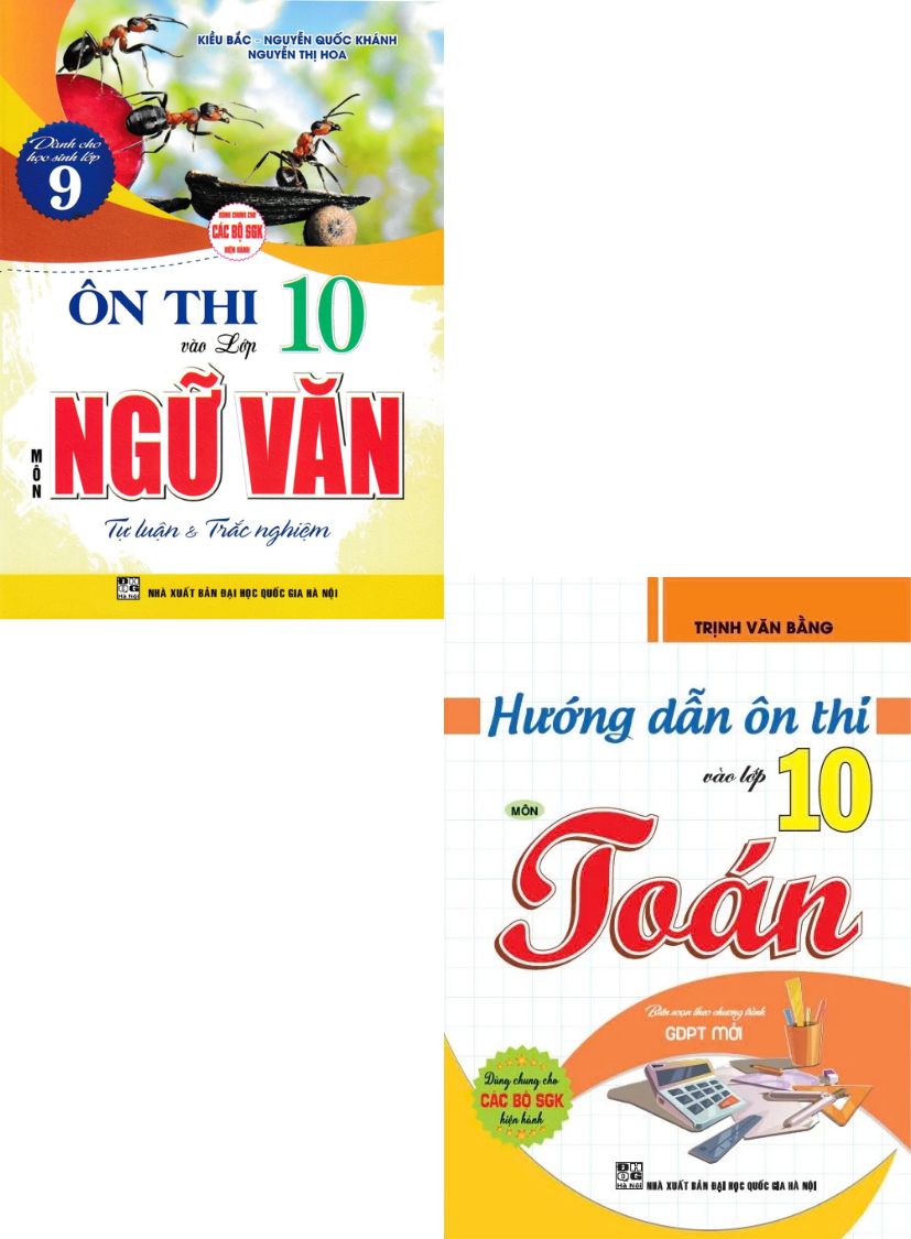 Combo Ôn Thi Vào Lớp 10 Môn Ngữ Văn - Tự Luận Và Trắc Nghiệm + Hướng Dẫn Ôn Thi Vào Lớp 10 Môn Toán (Dùng Chung Cho Các Bộ SGK Hiện Hành)