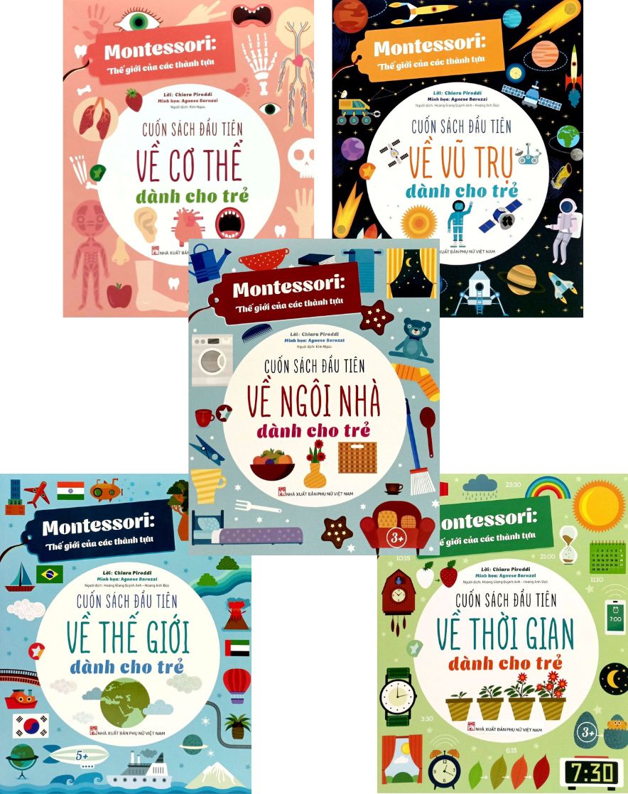 Combo Montessori Thế Giới Của Các Thành  - Cuốn sách đầu tiên về Cơ Thể, Vũ Trụ, Thế Giới, Thời gian, Ngôi Nhà (Bộ 5 Cuốn)