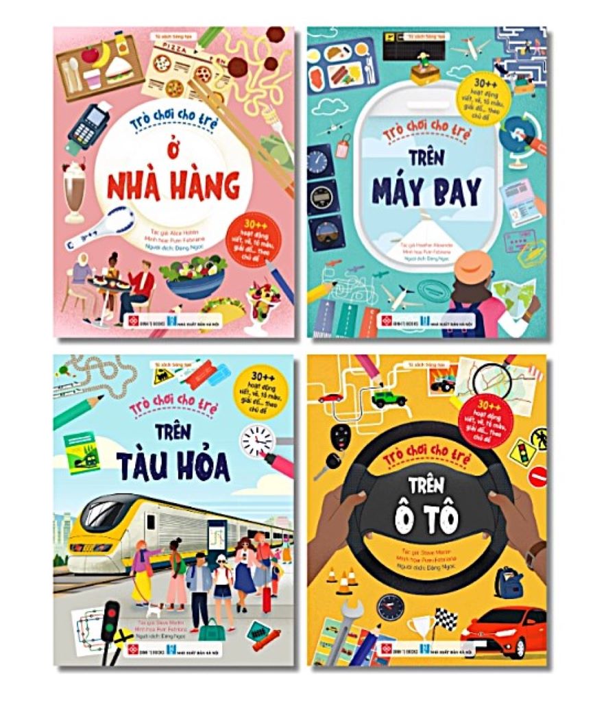 Combo: Trò Chơi Cho Trẻ: Ở Nhà Hàng, Trên Máy Bay, Trên Tàu Hỏa, Trên Ô Tô (Bộ 4 Cuốn)