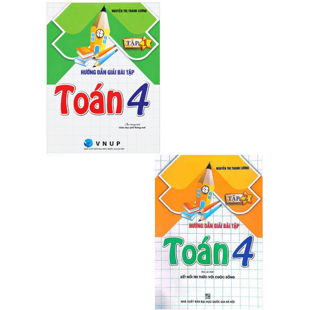 Combo Hướng Dẫn Giải B&agrave;i Tập To&aacute;n Lớp 4 Tập 1 + 2 (Bộ 2 Cuốn)