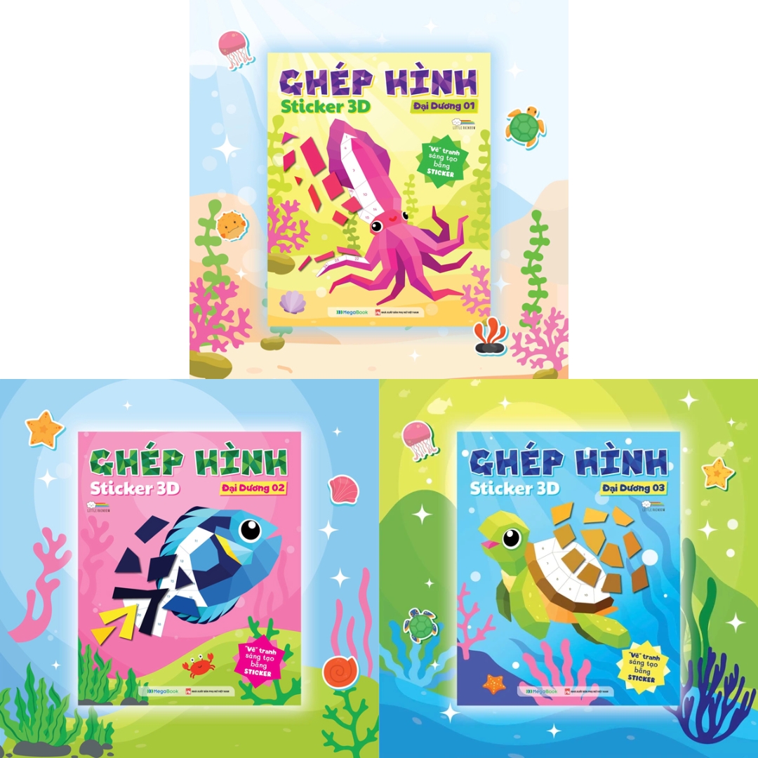 Combo 3 Bộ Ghép hình sticker 3D Đại Dương