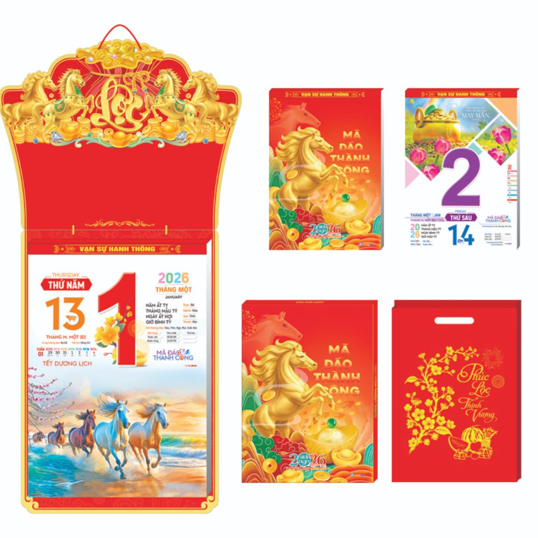 Lịch Bloc Siêu Cực Đại Đặc Biệt 2026 (38x54 cm) - Mã Đáo Thành Công - NSKV01