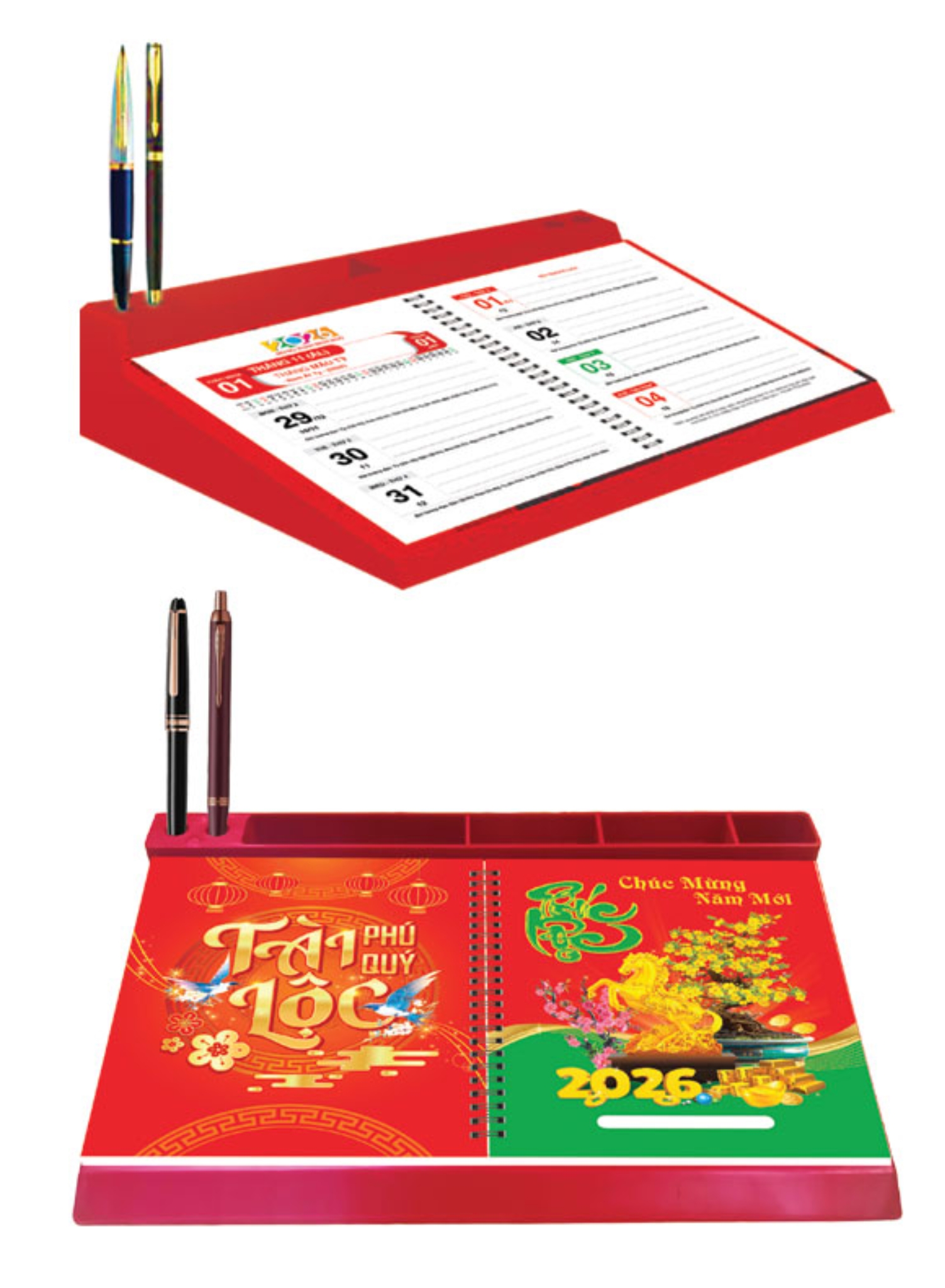 Lịch Để Bàn 53 Tuần Đế Nhựa Lò Xo Giữa 2026 (28 x 17 cm) - NSKV31