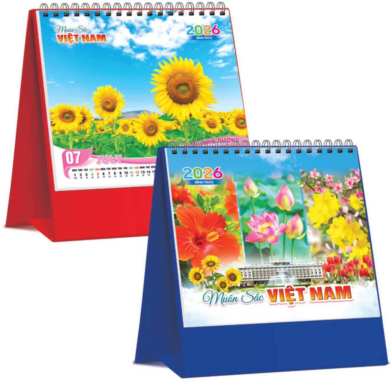 Lịch Để Bàn Đứng 2026 (19 x 17 cm) - Muôn Sắc Việt Nam - NSKV30 (Chọn Đế Xanh Hoặc Đỏ)