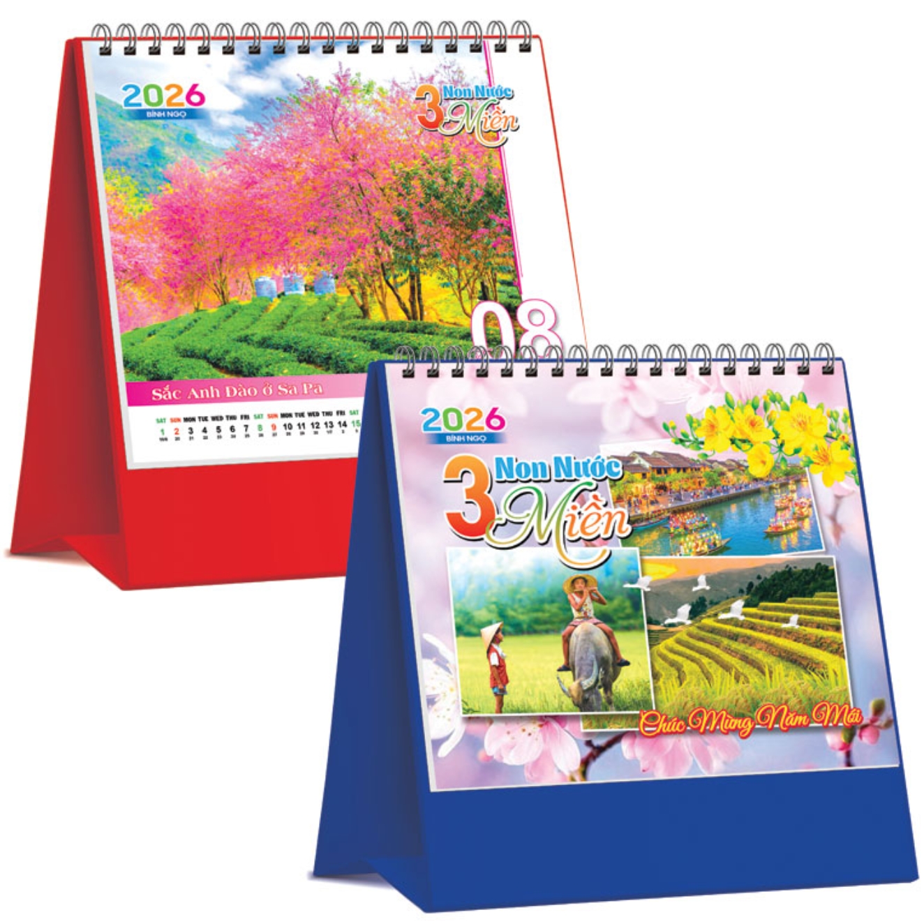 Lịch Để Bàn Đứng 2026 (19 x 17 cm) - Non Nước 3 Miền - NSKV27 (Chọn Đế Xanh Hoặc Đỏ)