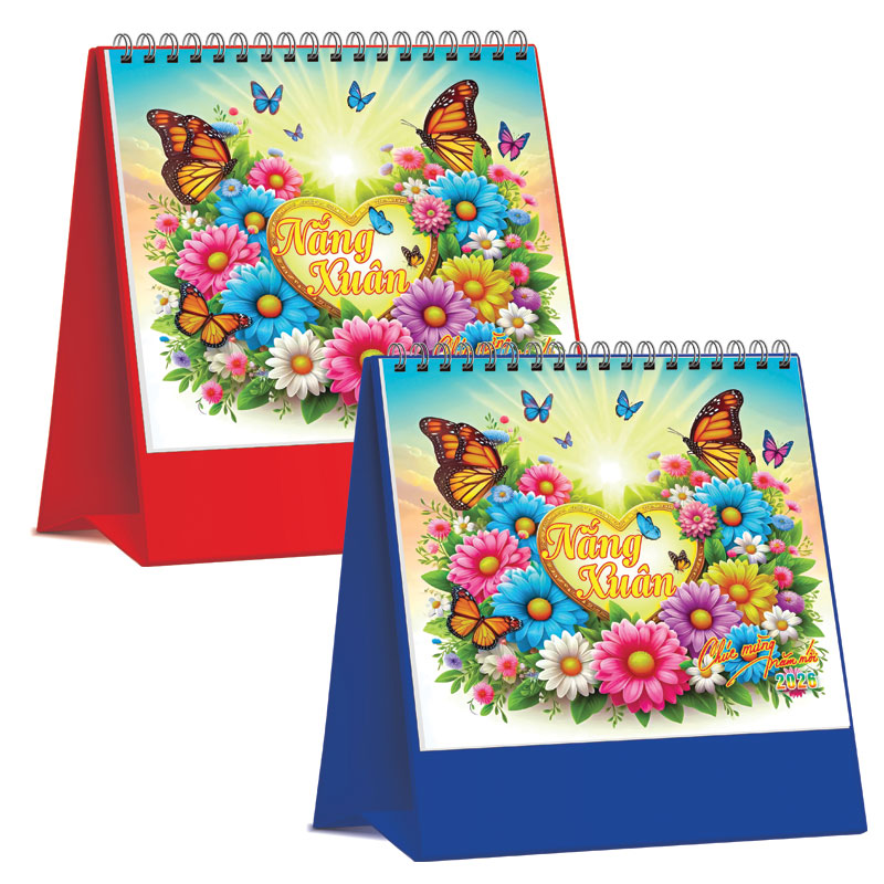 Lịch Để Bàn Đứng 2026 (19 x 17 cm) - Nắng Xuân - NSKV25 (Chọn Đế Xanh Hoặc Đỏ)