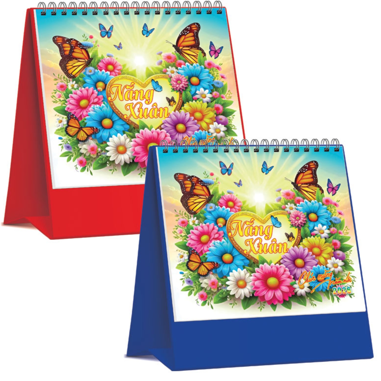 Lịch Để Bàn Đứng 2026 (19 x 17 cm) - Nắng Xuân - NSKV25 (Chọn Đế Xanh Hoặc Đỏ)