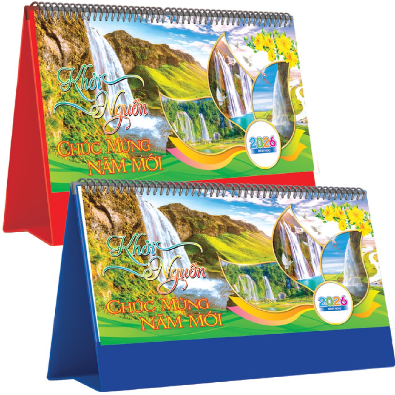 Lịch Để Bàn Ngang 2026 (25 x 12 cm) - Khởi Nguồn - NSKV18A (Chọn Đế Xanh Hoặc Đỏ)