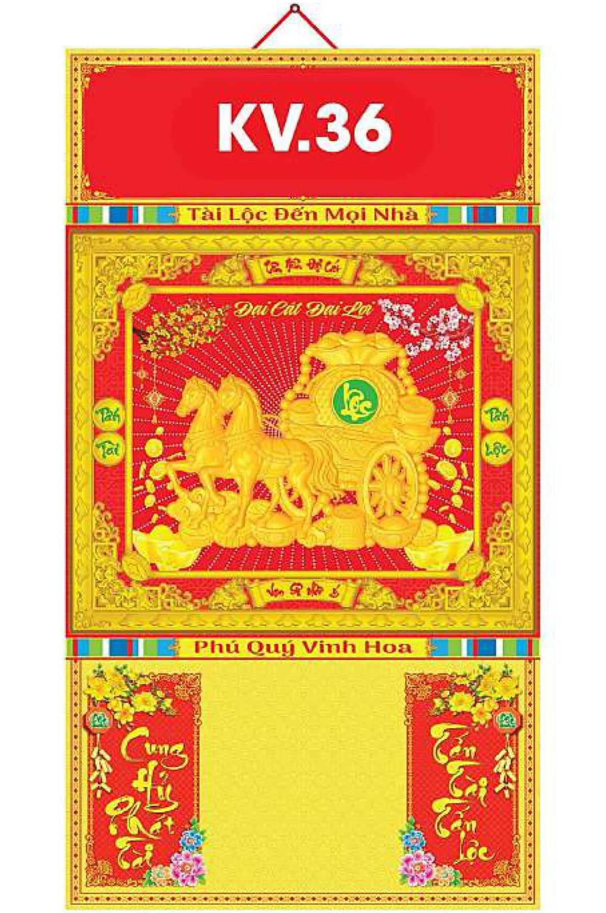 17 Mẫu Bìa Lịch 3 Gấp 2026 Khung Vàng Dán Nổi (40x73 cm) - NSKV36 - NSKV52
