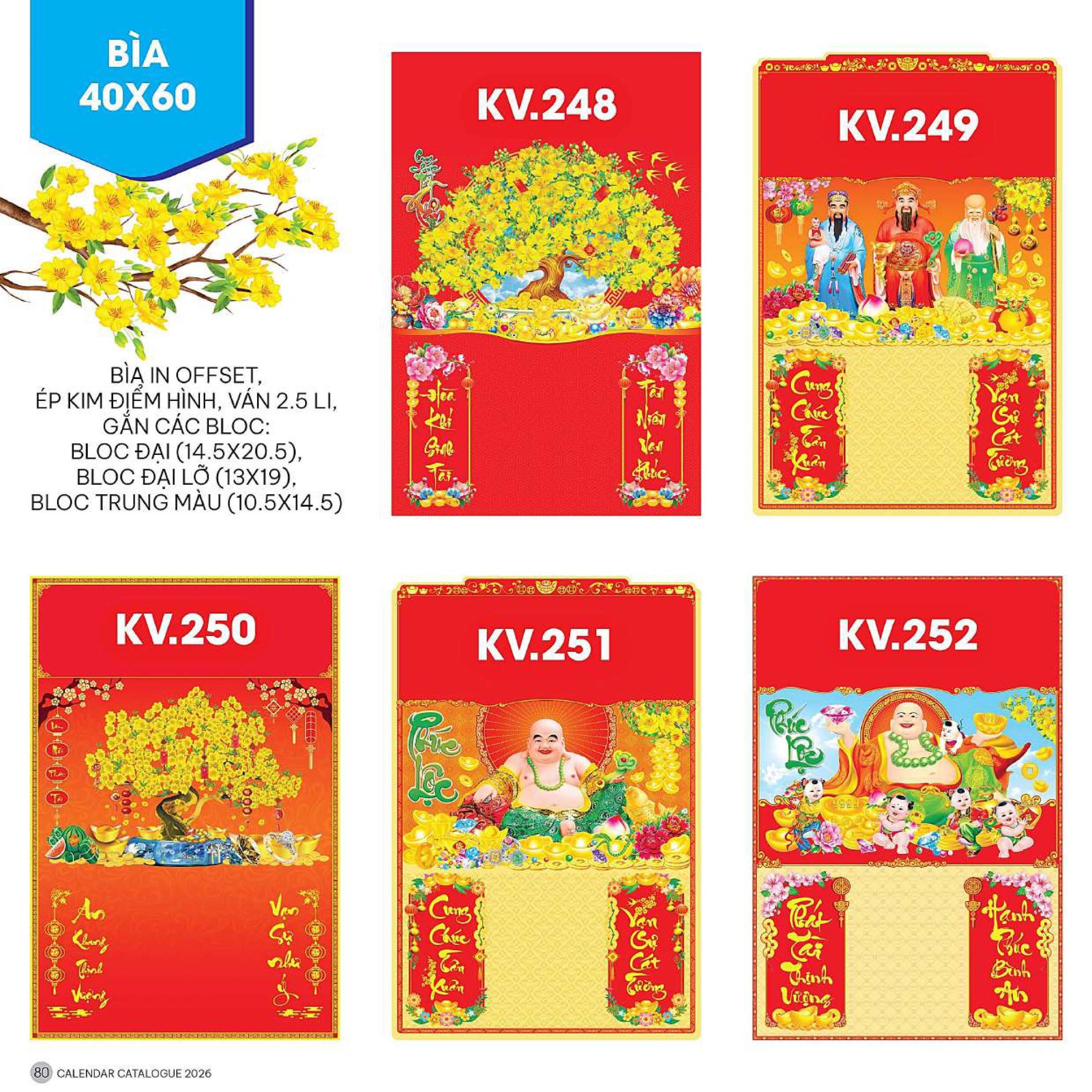 9 Mẫu Bìa Lịch 2026 In Offset Gắn Bloc (40x60 cm) - NSKV248 - NSKV256