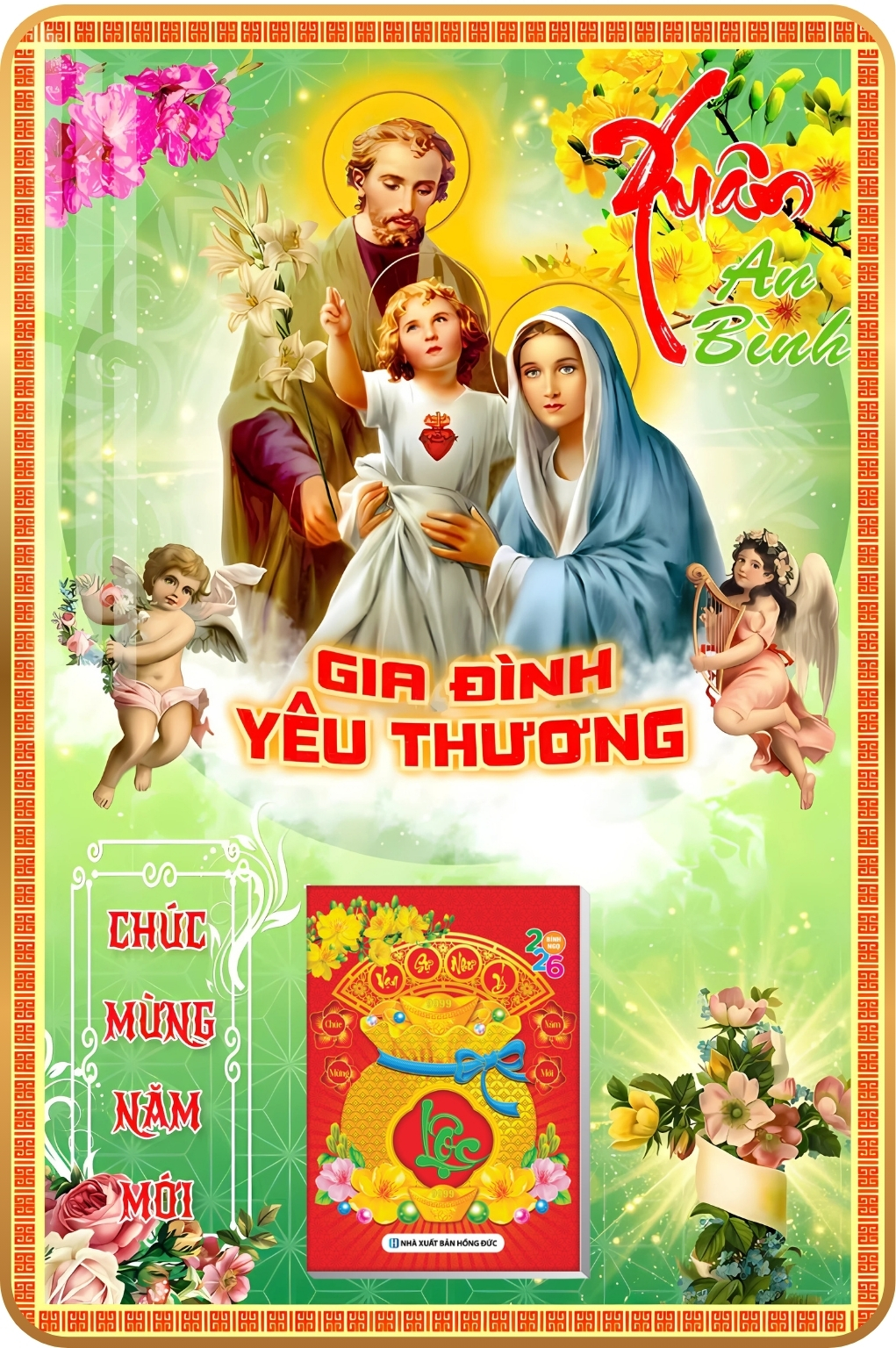 3 Mẫu Gia Đình Chúa - Lịch Treo Tường Laminate Tráng Gương 2026 (40x60 cm)