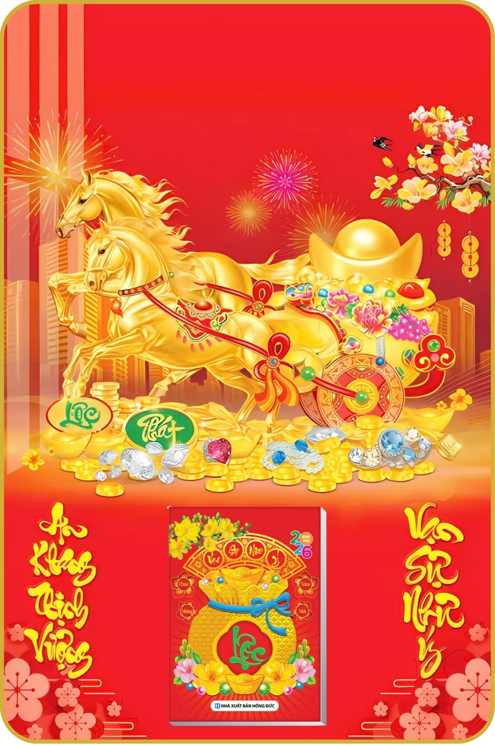 23 Mẫu Vàng Bạc Đá Quý - Lịch Treo Tường Laminate Tráng Gương 2026 (40x60 cm)
