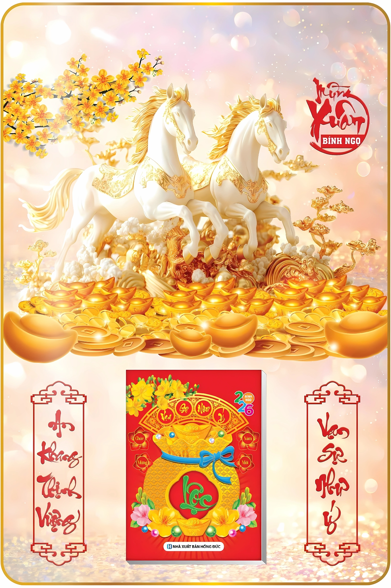 9 Mẫu Mã Đáo Thành Công - Lịch Treo Tường Laminate Tráng Gương 2026 (40x60 cm)