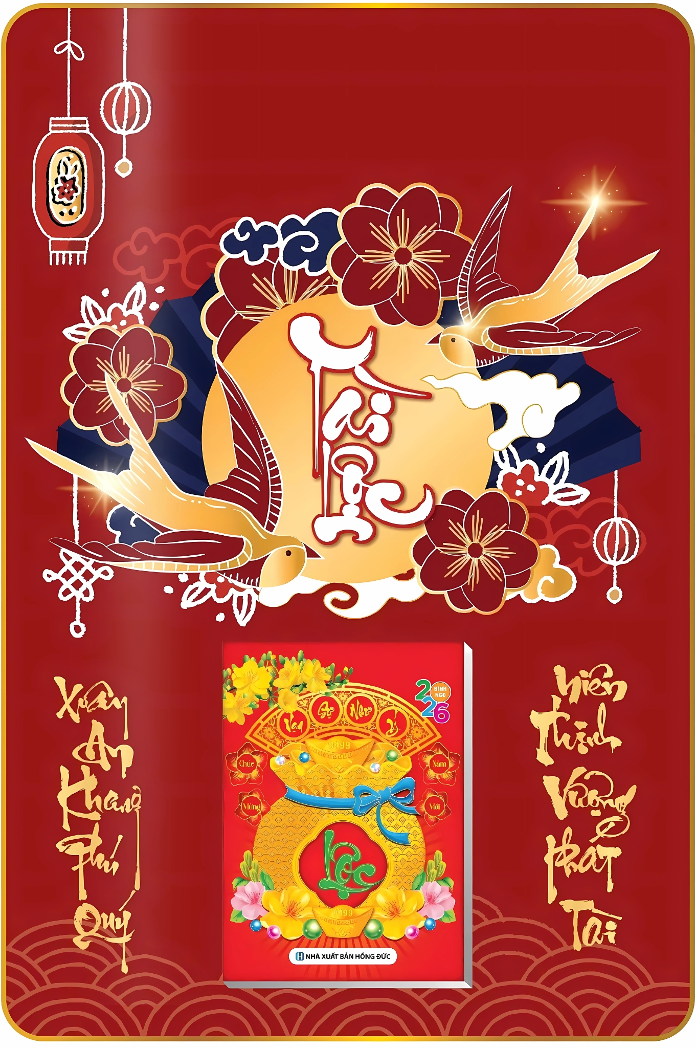 Mẫu Chữ Tài Lộc - Lịch Treo Tường Laminate Tráng Gương 2026 (40x60 cm)